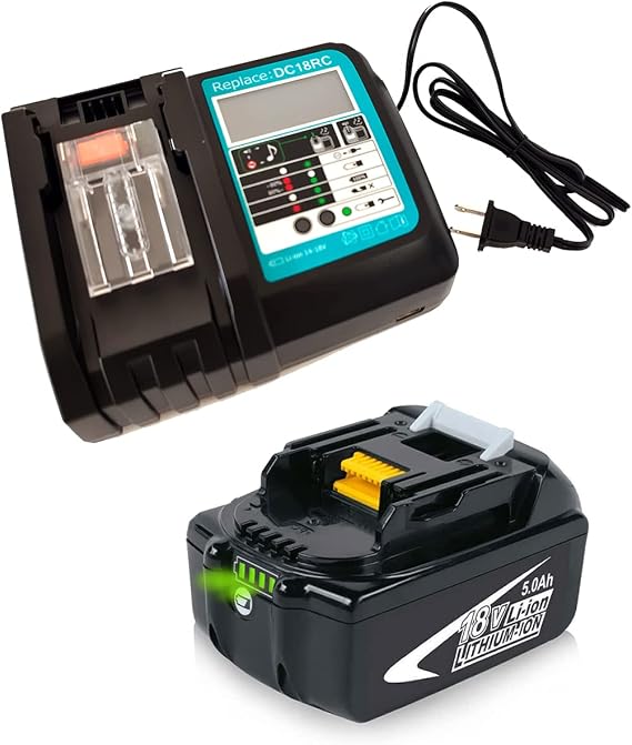 BL1850B 18V 5.0Ah with 3Ah DC18RC, Replace for Makita 18V Battery | Replace For makita LXT LXT400 BL1830B BL1850B BL1830 BL1840B BL1850