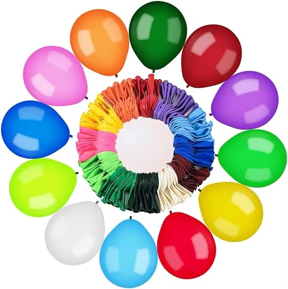 Generic 100 Balloons Assorted Color 12 Inches Rainbow Latex Balloons, 12 Bright Color Party Balloons