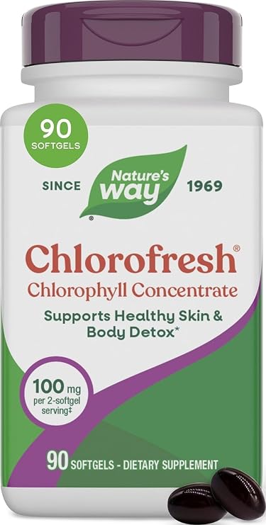 Nature's Way Chlorofresh Chlorophyll Concentrate Softgels, 90 ct | Chlorophyllin Copper Complex, Internal Deodorant Supplement, Supports Healthy Skin & Detox Pathways*, 45 Day Supply