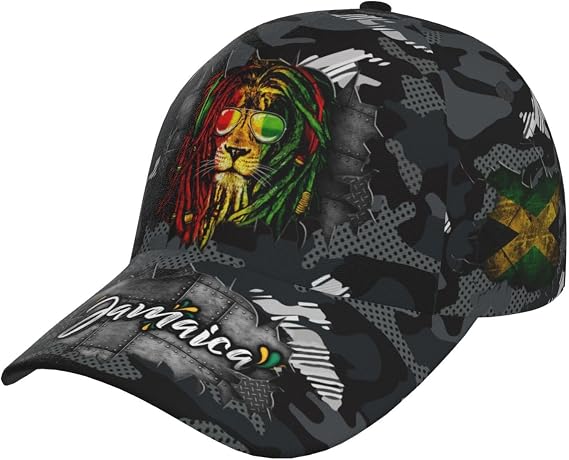 Jamaica Flag Baseball Cap Unisex Novelty Lions Printed Hat Map Badge Baseball Hats Dad Cap Jamaica Hat for Men and Women