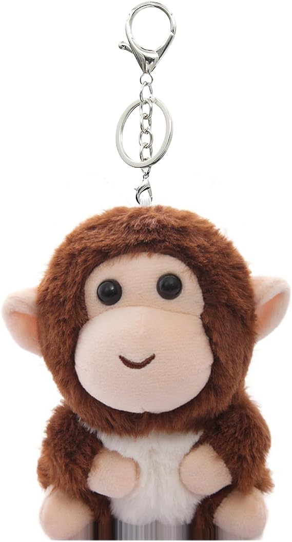 Cute Monkey Plush Keychain for Backpack, 4" Inch Monkey Bag Charms, Key Chain Accessories for Women Cat Gift