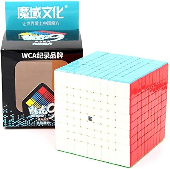 FunnyGoo MoYu Cubing Classroom Mofang jiaoshi Meilong 9 9x9 Nine Layers Magic Puzzles Cube MFJS 9x9x9 cube with stand (Multicolour Stickerless)