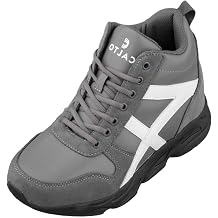 CALTO Men's Invisible Height Increasing Elevator Shoes - Lace-up High-Top Hiking Style Sneaker Boots - 3.6 Inches Taller