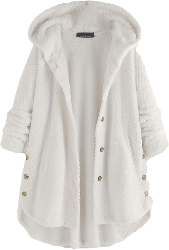 Andongnywell Women Coats Lapel Fuzzy Fleece Overcoats Fashion Open Long Cardigan Faux Fur Warm Winter Outwea