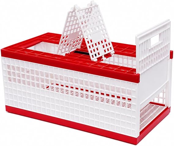 Racing Pigeon Carrier Box, 23.62 Inch Bird Training Basket Folding Pigeon Training Release Cage with 2 Top Lids, Side Sliding Door & Portable Handle Holds About 14 Pigeons