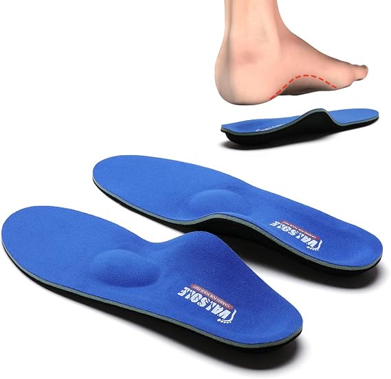 VALSOLE Orthotic Insole High Arch Foot Support Soft Medical Functional Insoles, Insert for Severe Flat Feet,Plantar Fasciitis,Feet Pain, Foot Valgus for Man and Woman (3.5-4 UK-230mm, Blue)