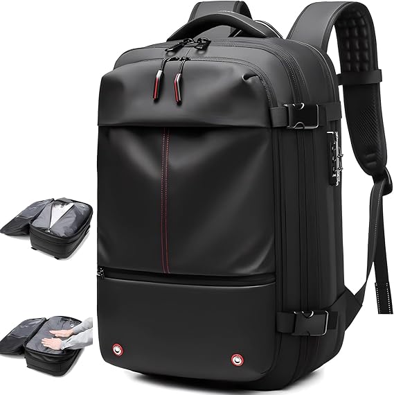 Air Vacuum Backpack Travel, 60L-Vacpack Backpack Expandable with Pump/Anti Theft Lock Alepeak Vacuum Backpacks,Black,No Air Pump