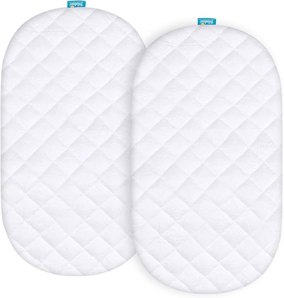 Waterproof Bassinet Mattress Pad Cover, 2 Pack, Ultra Soft Surface | Fit for Delta Children Sweet Dream Bassinet & Beberoad Love Baby Travel Bassinet