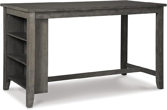 Signature Design by Ashley Caitbrook Counter Height Dining Table, Gray | Built-in side storage shelves, Veneers, wood and engineered wood construction, Kitchen island with seating