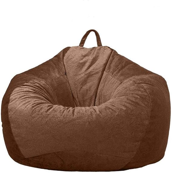 Bean Bag Chair Cover (No Filler) Bean Bag Washable Big Beanbag Chair Cover Premium Velvet Bean Bag Cover for Adults,Kids Whether as a Gaming Chair,Brown,M
