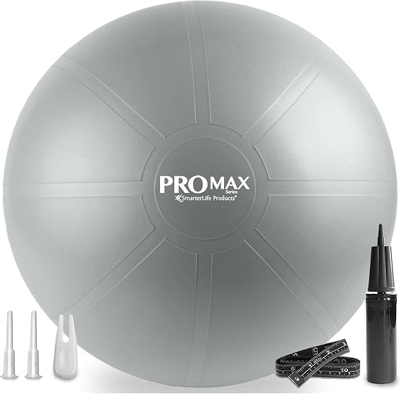 SmarterLife PRO MAX Workout Exercise Ball for Fitness, Yoga, Balance, Stability, or Birth Ball for Pregnancy and Labor, Great as Yoga Ball Chair for