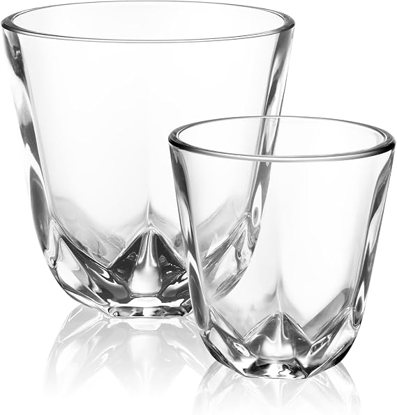 WACACO Stellar Espresso Cups Set of 2, 6.5 OZ Espresso & Latte Glasses, Soda-Lime Glass, Modern, Octagonal, 200ml (6.5oz), 2 Count