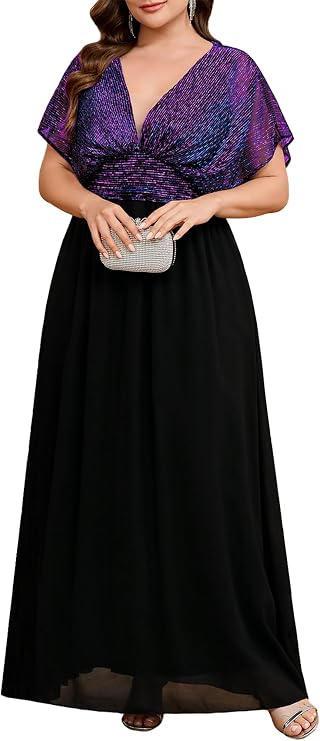Plus Size Formal Dress Maxi V Neck A Line Evening Gown Wedding Guest Cocktail Mother of The Bride Dresses
