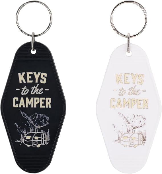 Mikovivi 2pcs Camping Keychain,Keys to the Camper Keychain RV Caravan Camper Accessories Key Chain for Woman &Man