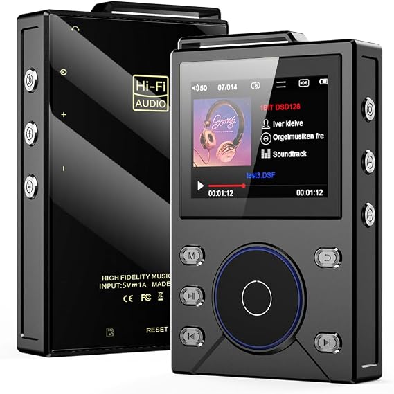 XUMIUZIY HiFi MP3 Player with Bluetooth 5.4, Lossless DSD FLAC Player, High Res Portable Audio Player, Built in 16GB Memory, Digital Music Player with USB OTG (with 128GB TF Card)