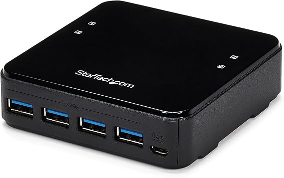 StarTech 4x4 USB 3.0 Peripheral Sharing Switch, 5Gbps, TAA (HBS304A24A) | 4 USB 3.0 x 4 computers, USB-A/B switch, Mac Windows Linux, Remote port selector, Hot-pluggable, Over-current protection
