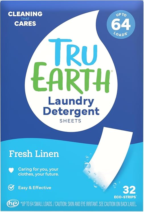 Tru Earth Dry Laundry Detergent Sheets, Fresh Linen, 64 Loads