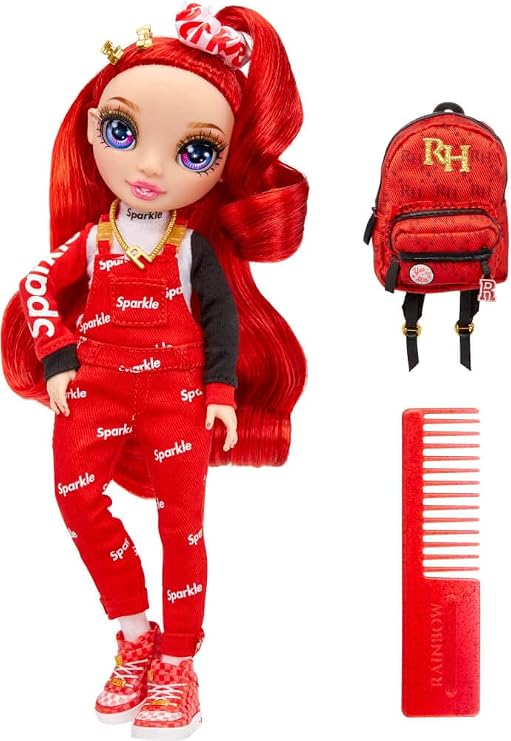 Rainbow High Jr High Ruby Anderson- 9-inch RED Fashion Doll with Doll Accessories- Open and Closes Backpack, Great Gift for Kids 6-12 Years Old and Collectors