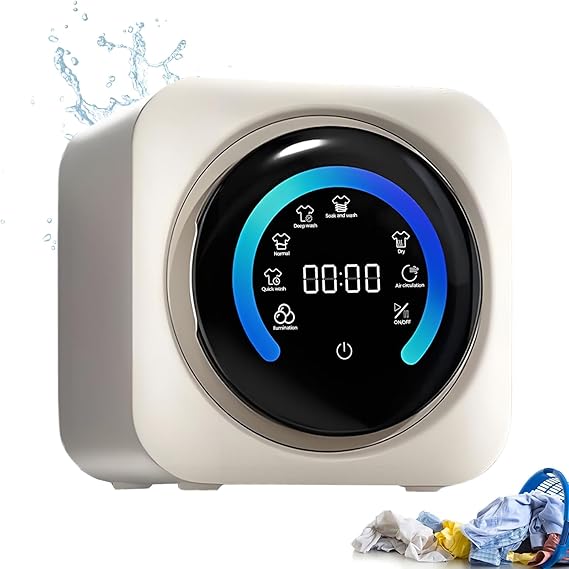 2 in 1 Mini Portable Washer and Dryer Combo, 3.5L Wall Mounted Fully Automatic Front Drum Washing Machine, Front Drum Type for Small Clothes, Underwear, and Socks Desktop