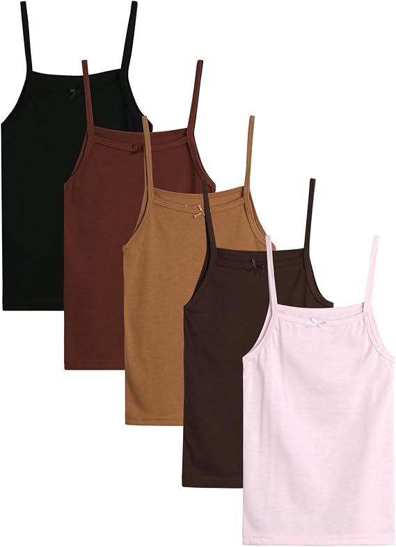 dELiA*s Girls Cotton Cami Tank Top Camisole Undershirts 5 Pack (Size 2T-14)