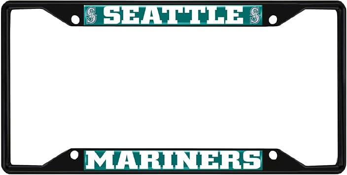 Fan Mats 31320: Seattle Mariners Metal License Plate Frame Black Finish, Teal