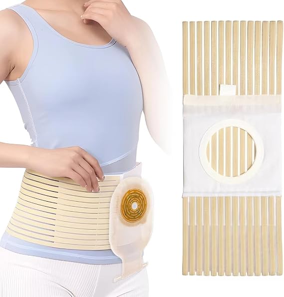 Abdominal Ostomy Belt, Elastic Breathable Belly Band, Anti Hernia for Post-Operative Care, After Colostomy Ileostomy Surgery, Relieve Pain Unisex Stoma Protector Abdomen Support (M), FRUSH