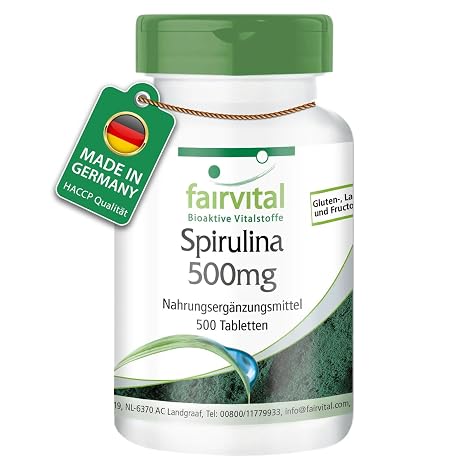 Fairvital Spirulina Tablets 500 mg – 500 Tablets – High Dose – Vegan – Spirulina Platensis – No Additives