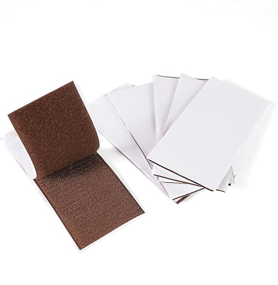 Heavy Duty Fasteners Self Adhesive Strips | 3x7 Inch 6 Sets | Industrial Strength Double Sided Strips for DIY and Crafting Organization - Brown