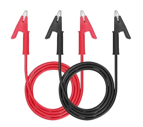 14AWG Alligator Clips Electrical Test Leads Dual Ended Crocodile Wire Cable with Insulators Clips Test Flexible Copper Cable for Electrical Testing 3.3ft/1m with 2pcs