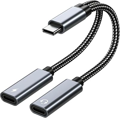 USB C Splitter, Dual USB C Headphone and Charger Adapter 32 Bit  60W Fast Charging Compatible with iPhone 15 Series, Galaxy S23 S22 S21 Ultra, Pixel,Pad Pro
