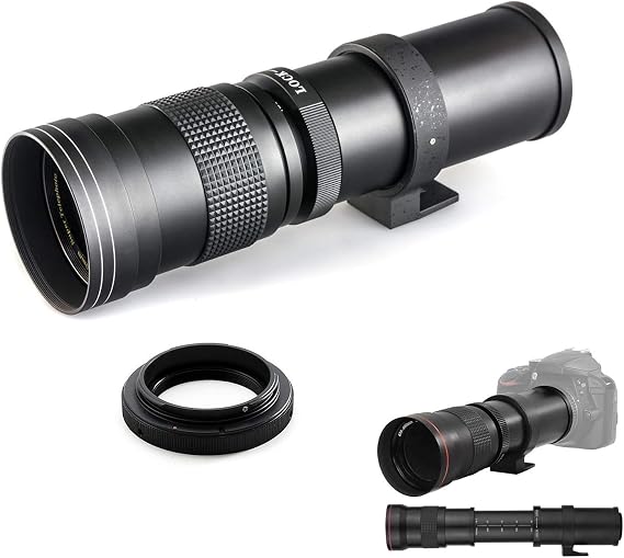 420-800mm f/8-16 Manual Telephoto Lens for Nikon D5, D4S, DF, D4, D810, D800, D750, D610, D500, D7500, D7200, D7100, D5600, D5500, D5300, D5200, D5100, D3500, D3400, D3300, D3200, DSLR Cameras