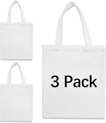 ORJ Canvas Tote Bag Bulk 12.2x14.2 Inches Sublimation Tote Bags,White Reusable Grocery Shopping Tote Bags for DIY Gifts white Canvas Bags 31x36cm  3PCS