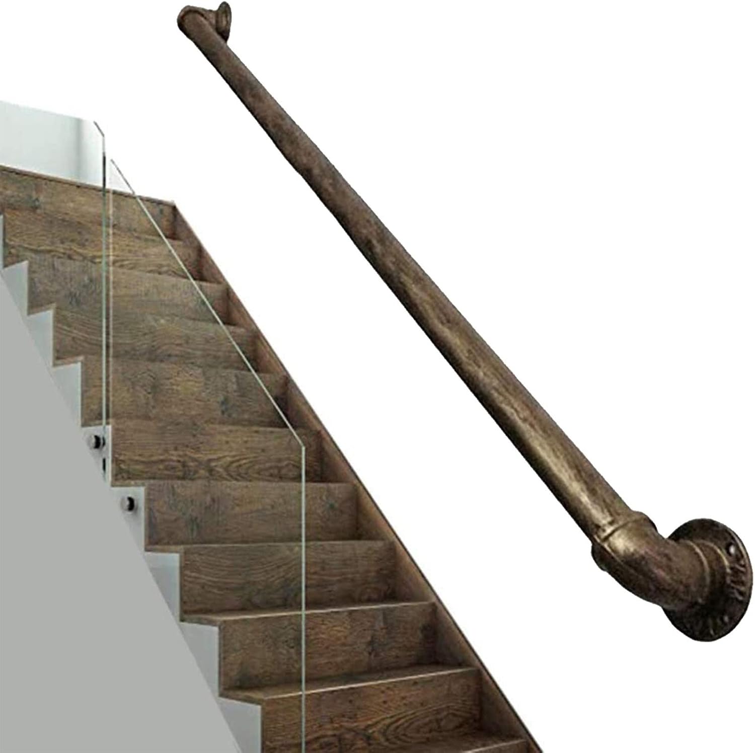 Luyckfrazy Wall Mounted Handrails Railings Brass Indoors Outdoors Grab Rail Corridor Attic Deck Loft Steps Support Rod 1m 2m 3m 4m 5m 6m - Metal Complete Kit Size : 1 FT