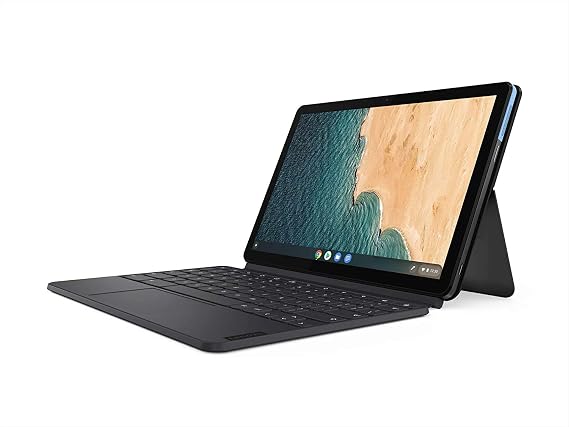 Lenovo Chromebook Duet, 2-in-1, 10.1" WUXGA (1920 x 1200) Display, MediaTek Helio P60T, 4GB LPDDR4X RAM, 128GB eMCP SSD, Integrated ARM G72 MP3 Graphics, Chrome OS, ZA6F0031US, Ice Blue + Iron Grey