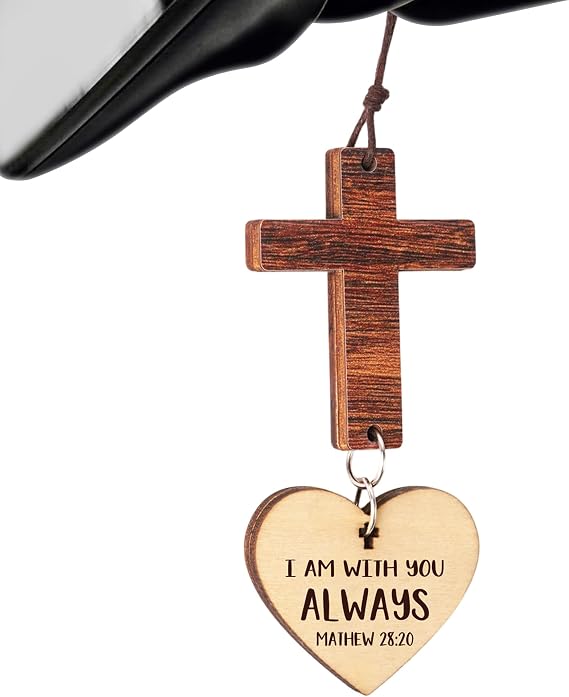 Miarita Bible Verse Car Rearview Hanging Cross Ornament, Cross for Car Decor Mirror Hanging, Rear View Mirror Accessories, Christian Gifts for Men, Women, Religious Gifts for Men, Women