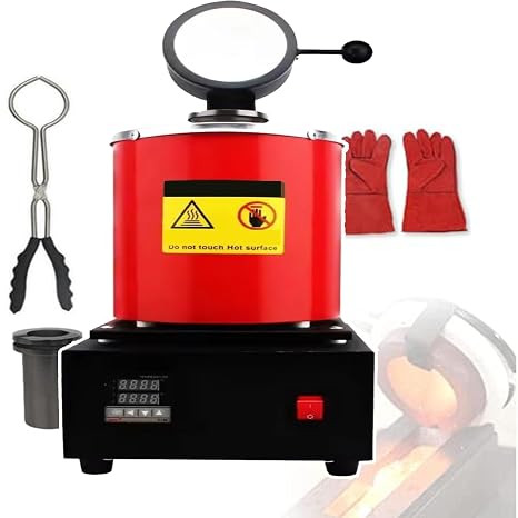 2000W Electric Gold Melting Furnace, 2102F Digital Metal Smelting Machine, 1Kg/2Kg/3Kg Metal Casting Kit with Graphite Crucible, for Melt Scrap,Silver,Gold,Copper,1kg,B