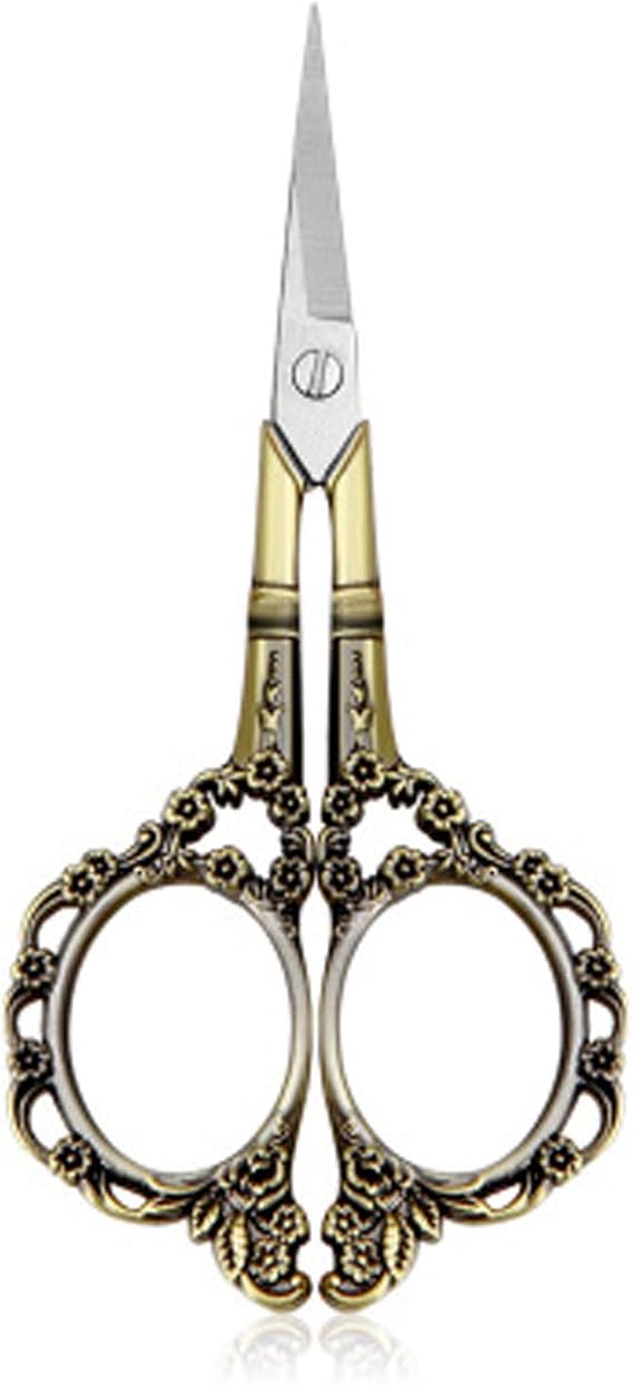 EBANKU Manicure Scissors Stainless Steel Nail Brow Scissors Vintage, Bronze