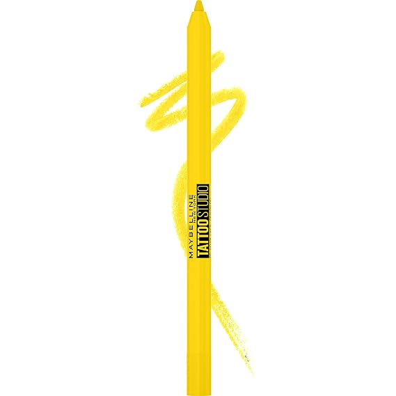 MAYBELLINE New York Tattoo Studio Long-Lasting Sharpenable Eyeliner Pencil, Glide on Smooth Gel Pigments with 36 Hour Wear, Waterproof Citrus Charge 0.04 oz