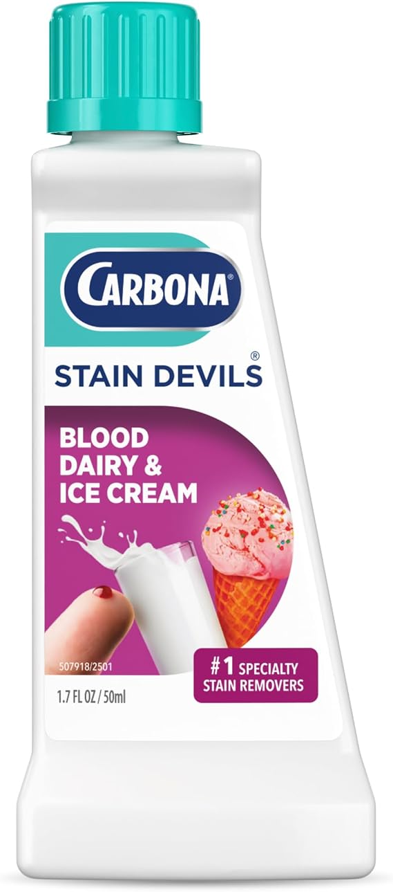 Carbona Stain Devils #4 (1.7 Fl Oz), Targeted Spot Cleaner for Blood, Dairy & Ice Cream Stains, Safe on Skin & Washable Fabrics