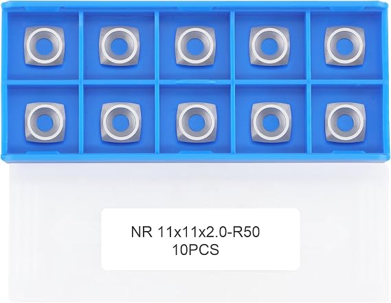 11mm Negative Rake Carbide Inserts with 2" Radius, 11x11x2.0mm Square Replacement Cutters for Woodturning Lathe Tools, Fits EWT Ci2 Roughers, Ideal for Resin and Hardwoods, 10pcs