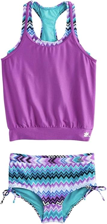 ZeroXposur Girls' Big Good Vibrations 2for Blouson Tankini 2-Piece Swimsuit