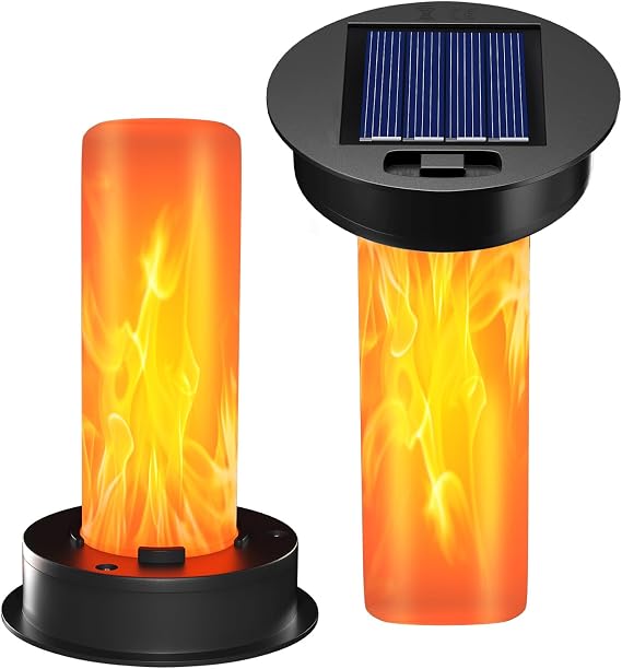 2 Pack 8.5 cm Replacement Hot Air Balloon Solar Garden Light Tops | Waterproof Solar Panel Module for Garden Lantern, with Flickering Flame, Outdoor Solar Light Replacement Parts [Energy Class A]