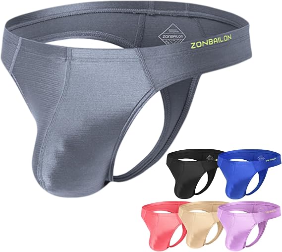 ZONBAILON Men's Silky Thong Pouch Underwear Seamless Invisible T-Back