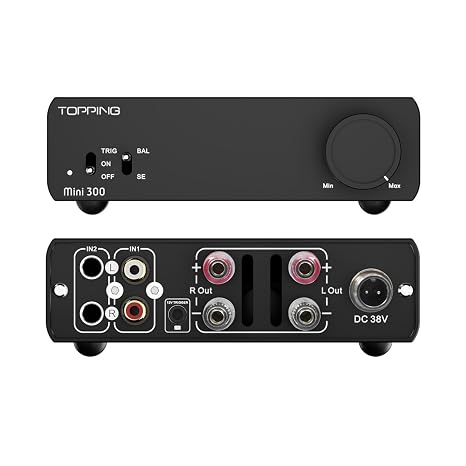 Topping Mini300 HiFi Amplifier, Fully Balanced 140W Compact Desktop Stereo Amp, RCA/TRS to Speaker Pura Ampli for E30II E50 D50III E70, Black