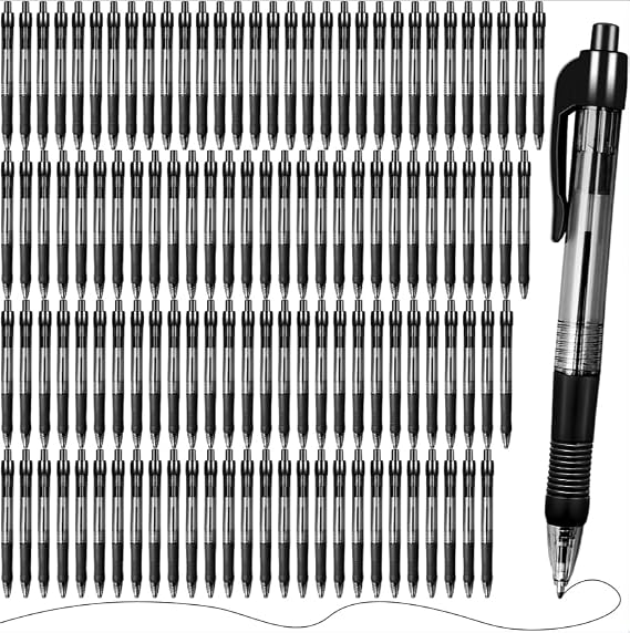 300 Pack Retractable Ballpoint Pens, 1.0 mm Black Ink, Bulk, for Office