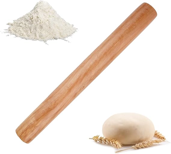 Wooden Rolling Pin for Baking,Beech Smooth Non Stick Rolling Pin
