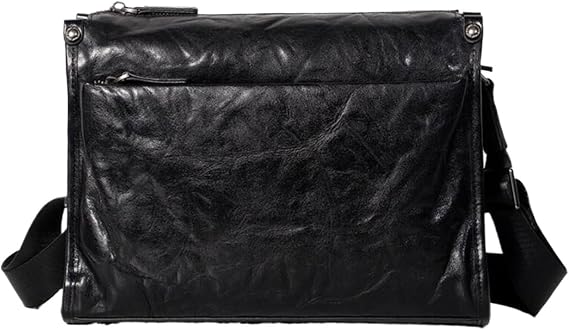 Travel Bags Mens Crossbody Bags Waist Packs Casual Daypacks Genuine Leather Shoulder Bags Messenger Bags 11.4Inch(Black)