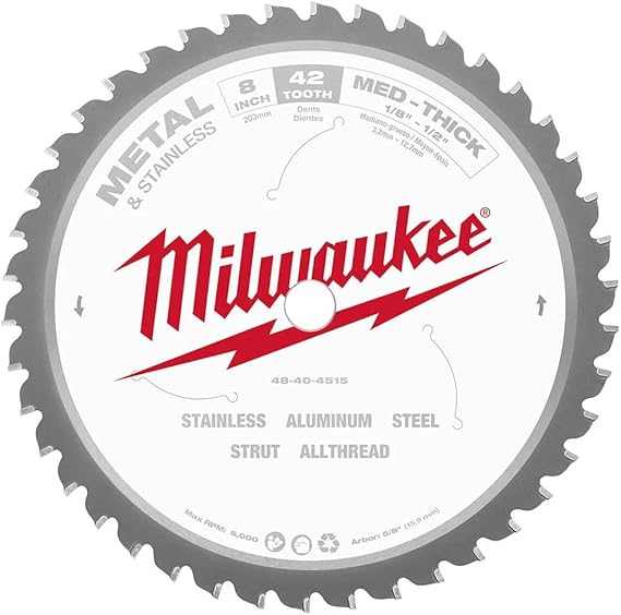 MILWAUKEE'S Circular Saw Blade, Cermet, 8 In, 42 Teeth, 5/8" (48-40-4515)