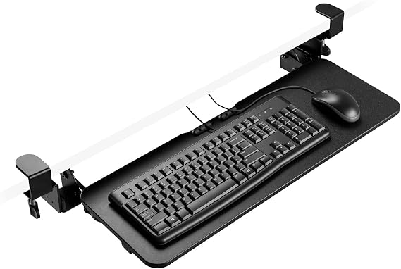 Desky Under Desk Keyboard Tray & Slide Out Keyboard Drawer - Pull Out Keyboard Tray Under Desk Clamp - Sliding & Adjustable Keyboard Tray - Clamp On Keyboard Tray - Standing Desk Keyboard Tray Holder