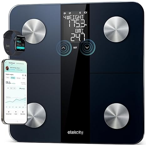 Etekcity Upgraded Smart Scale for Body Weight Fat and BMI, FSA Eligible | HSA Eligible, Bathroom Scale with Muscle Mass, 13 Metrics, Large Display, Offline Mode and App Connection